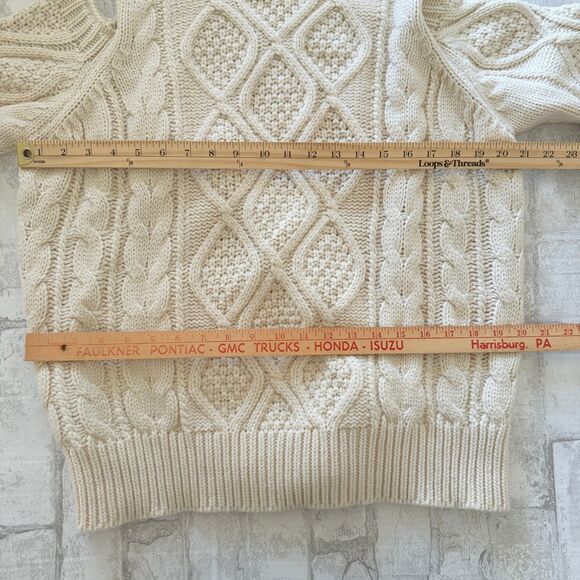 Everly Cream Cable Knit Cold Shoulder Chunky Turtleneck Sweater Sz S - Picture 7 of 9
